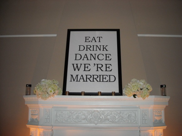 sign above fireplace